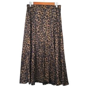 Zara Leopard Print A-Line Skirt